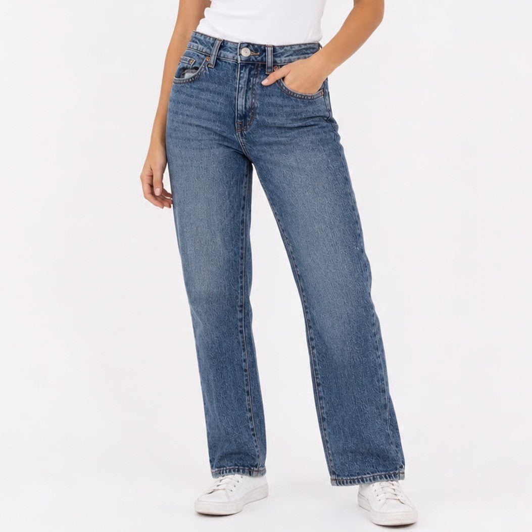 Aeropostale Mid Rise Ankle Straight Jeans Medium Wash Blue Denim Womens Size 2