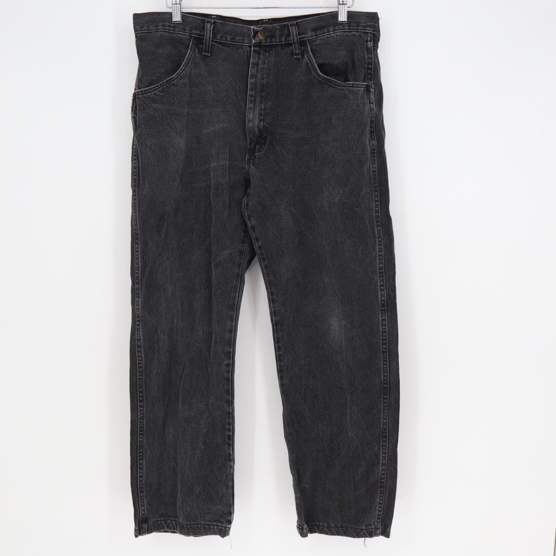 Rustler Mens Regular Fit Straight Leg Black Denim Jeans 36x32 Faded