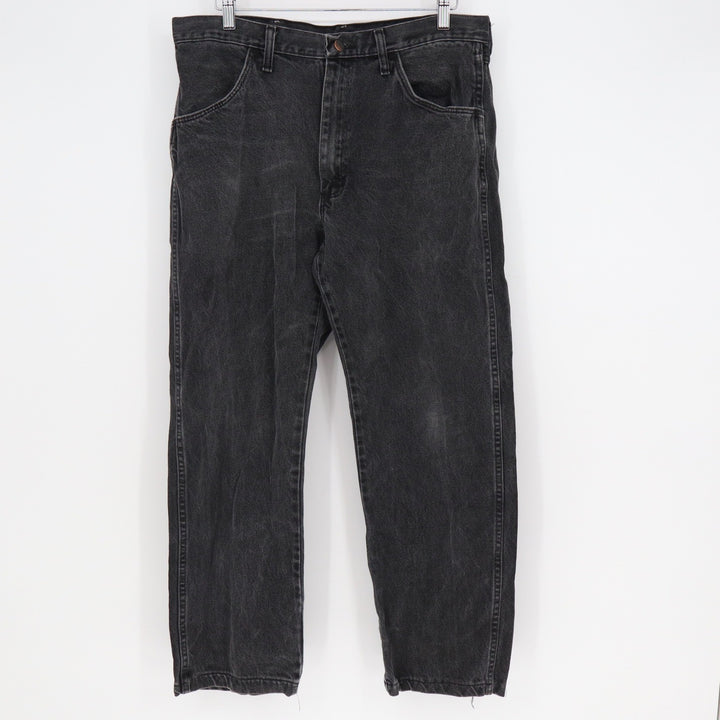 Rustler Mens Regular Fit Straight Leg Black Denim Jeans 36x32 Faded