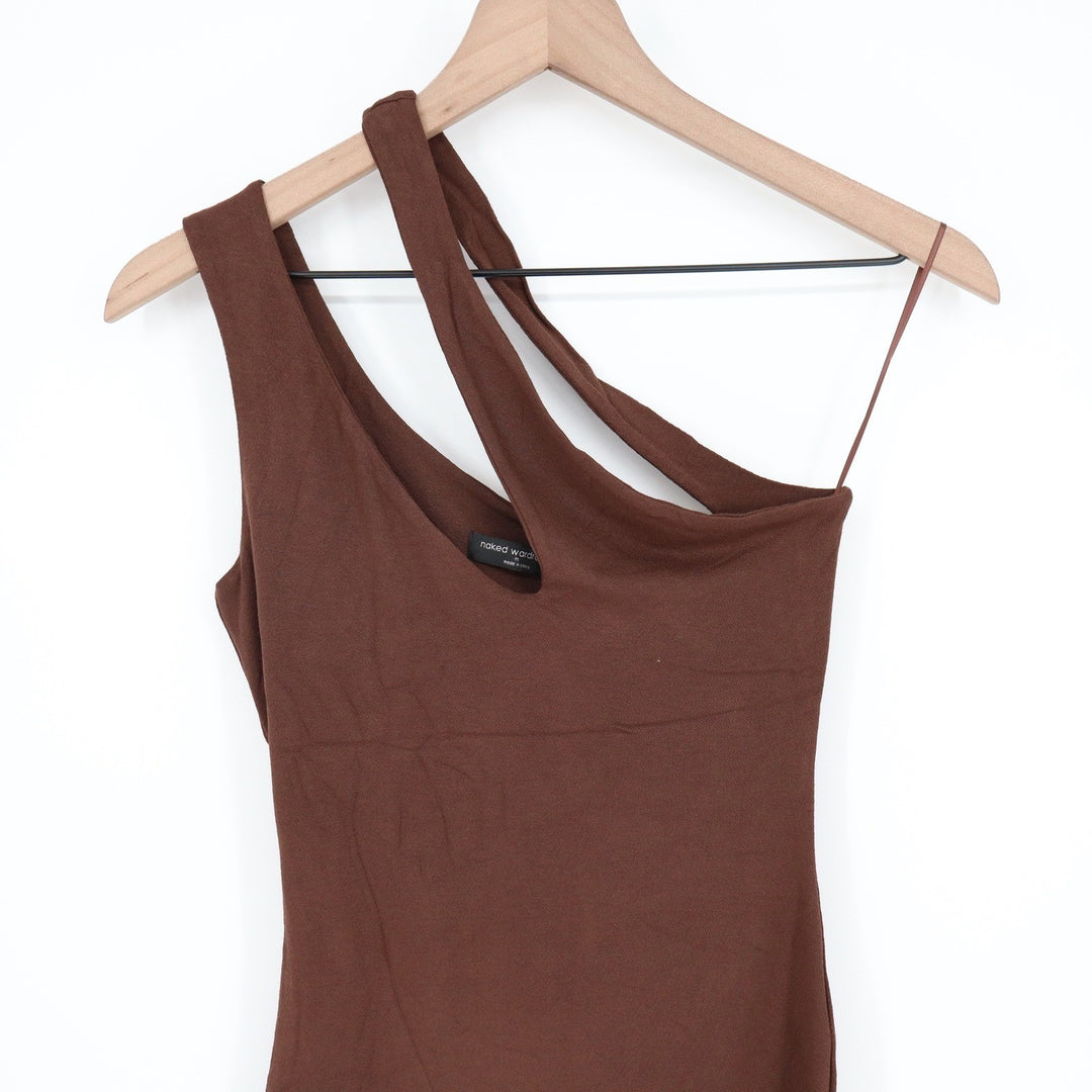 Naked Wardrobe Chocolate Brown Asymmetric Cutout Mini Dress Mens M