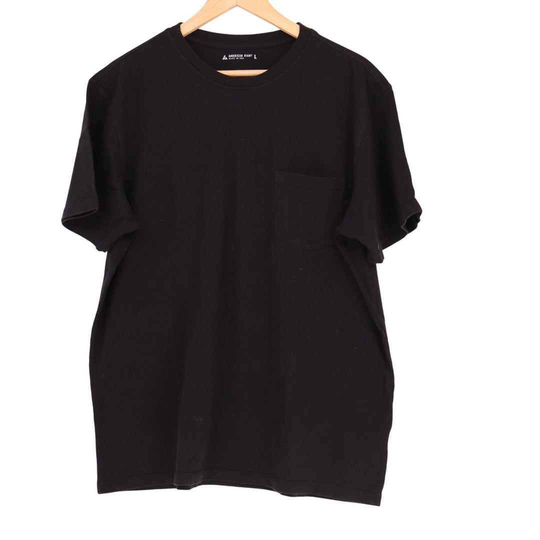 American Giant Pocket Tee Shirt Mens Medium Black Cotton Heavyweight Regular Fit