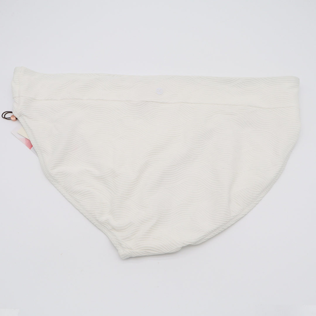 Calia Women Pure White Waves Wide Banded High Leg Bikini Bottom XL