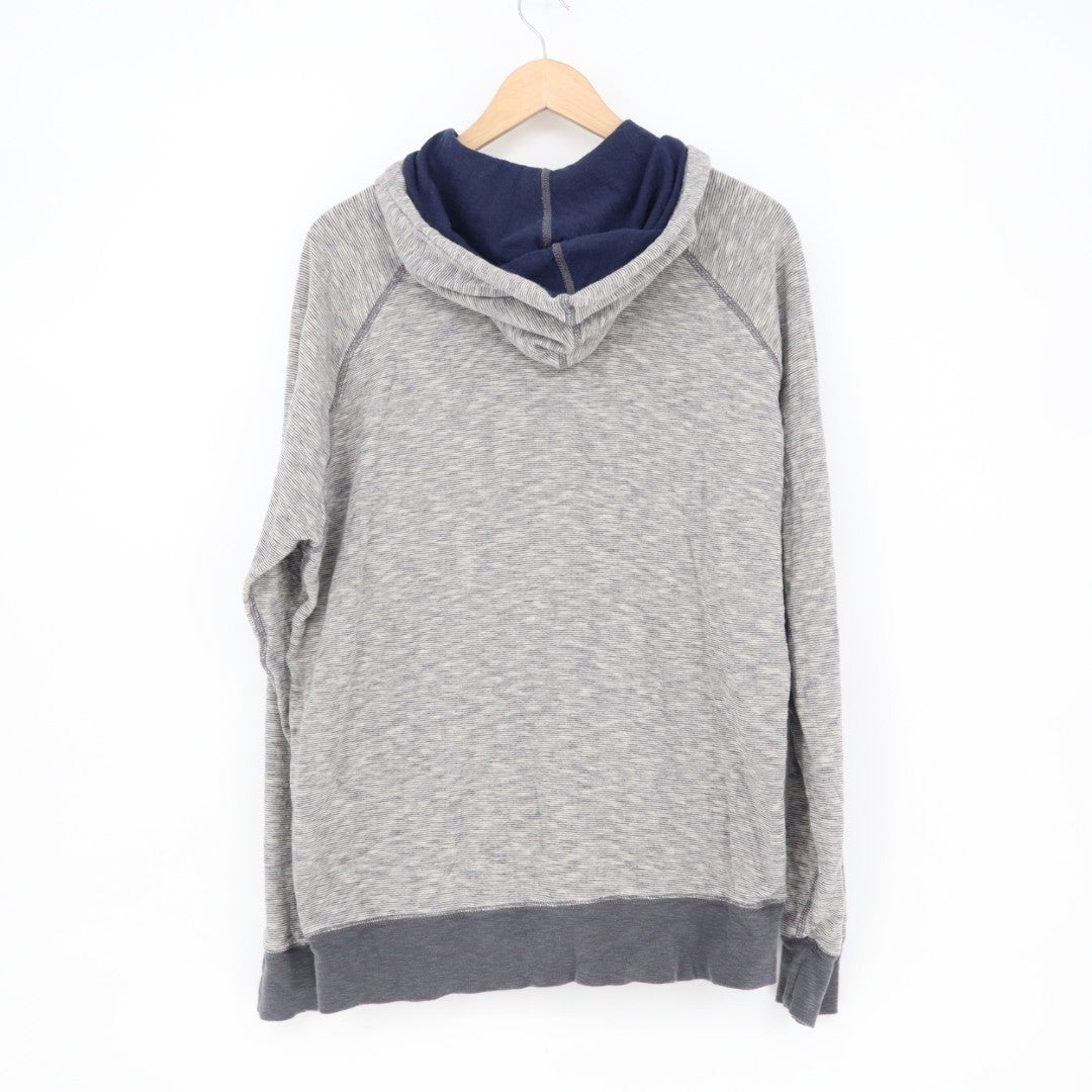 J. Crew Hoodie Men's Large Heather Gray Cotton Raglan Sleeve Kangaroo Pocket