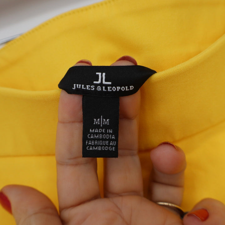 Jules & Leopold Yellow Scalloped Hem Shorts Womens Medium Stretch Mid
