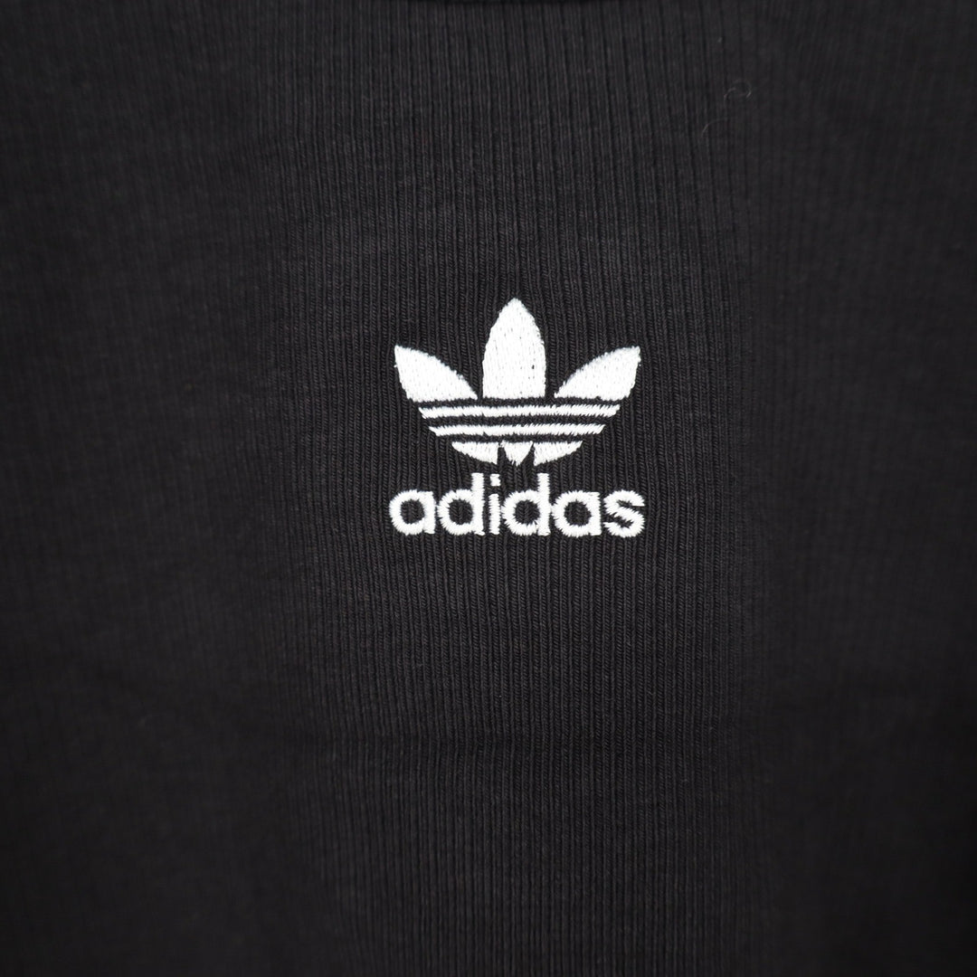 Adidas Originals Womens ESS CROP LS Black Ribbed Long Sleeve Crop Top L