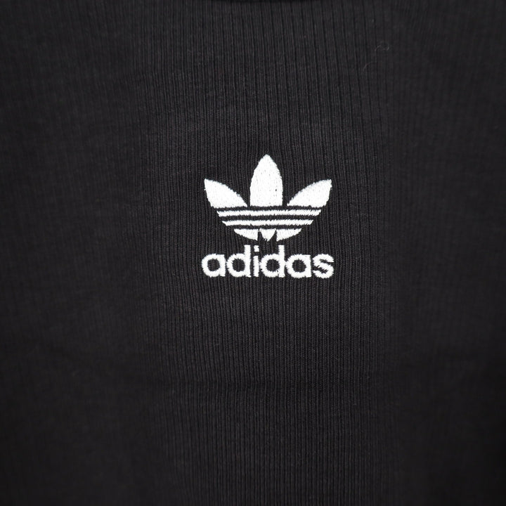 Adidas Originals Womens ESS CROP LS Black Ribbed Long Sleeve Crop Top L