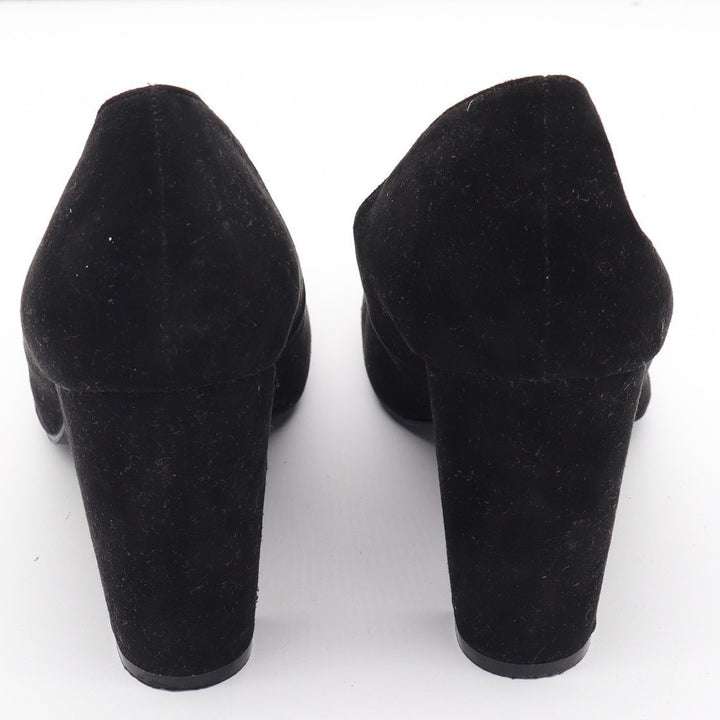 JustFab Lavinie Black Faux Suede Round Toe Block Heel Pumps Womens 8.5
