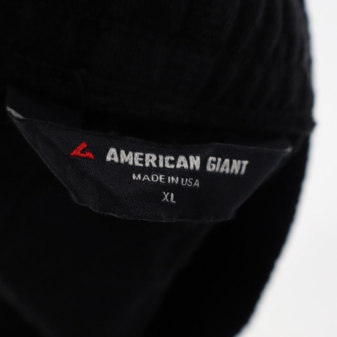 American Giant Sweatshorts Mens XL Black Cotton Logo Mid Rise Drawstring Waist