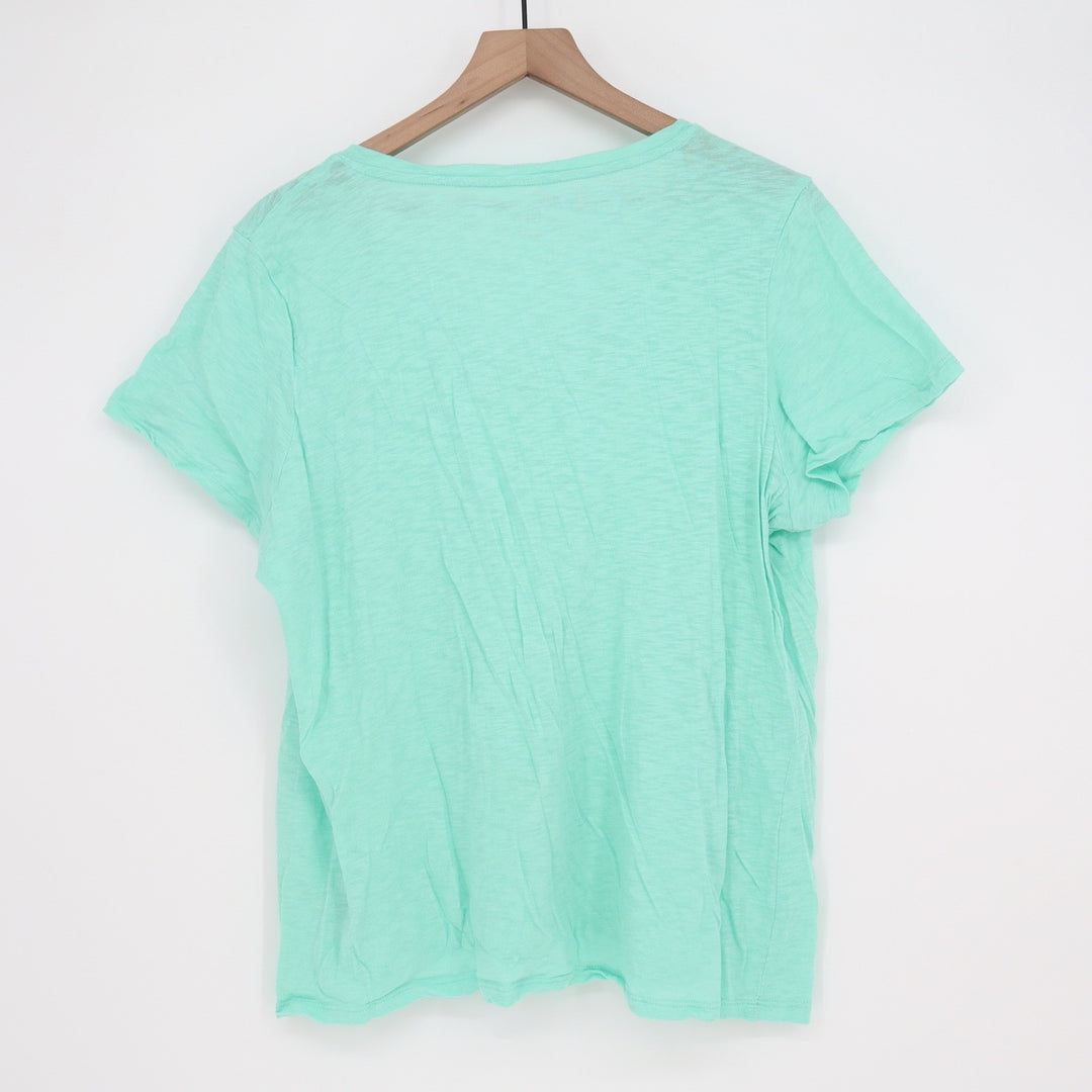Architect T-Shirt Women 2X V-Neck Mint Green Slub Knit Cotton Excellent