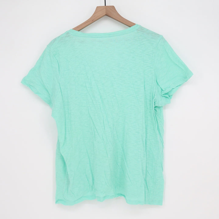 Architect T-Shirt Women 2X V-Neck Mint Green Slub Knit Cotton Excellent