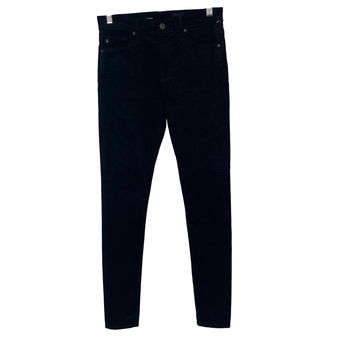 AG Adriano Goldschmied The Farrah Skinny High Rise Black Velvet Pants Size 27