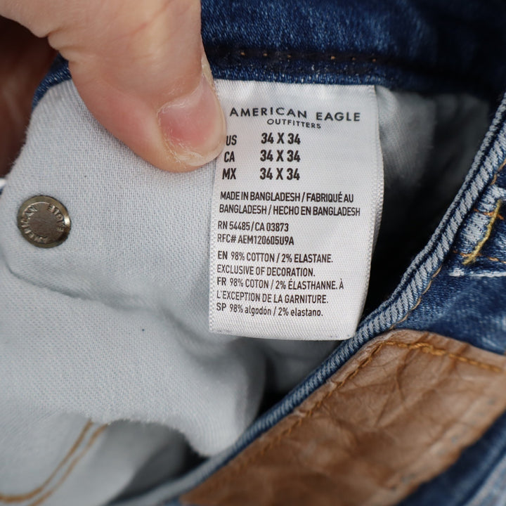 American Eagle Outfitters Jeans Mens 34x34 Blue Denim Cotton Stretch Skinny Leg