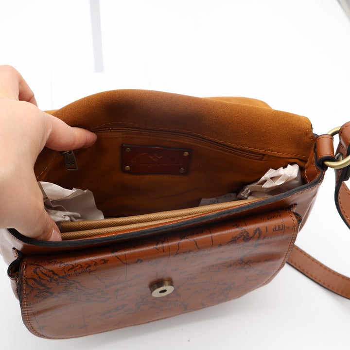 Patricia Nash Ryton Womens Handbag Riot Rust Leather Signature Map Crossbody Bag