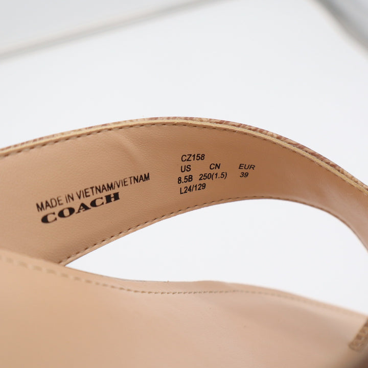 Coach Bridgette Signature Thong Sandals Tan Monogram Flip Flops Women's 8.5B