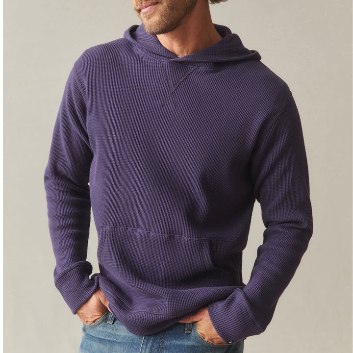 American Giant Summit Hoodie Mens 2XL Purple Cotton Waffle Knit Kangaroo Pocket
