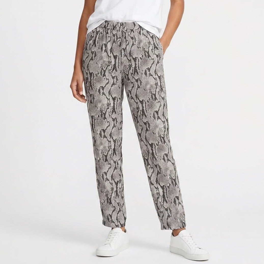 Express Womens Grey Snakeskin High Rise Ankle Pants Size M Animal Print Tapered