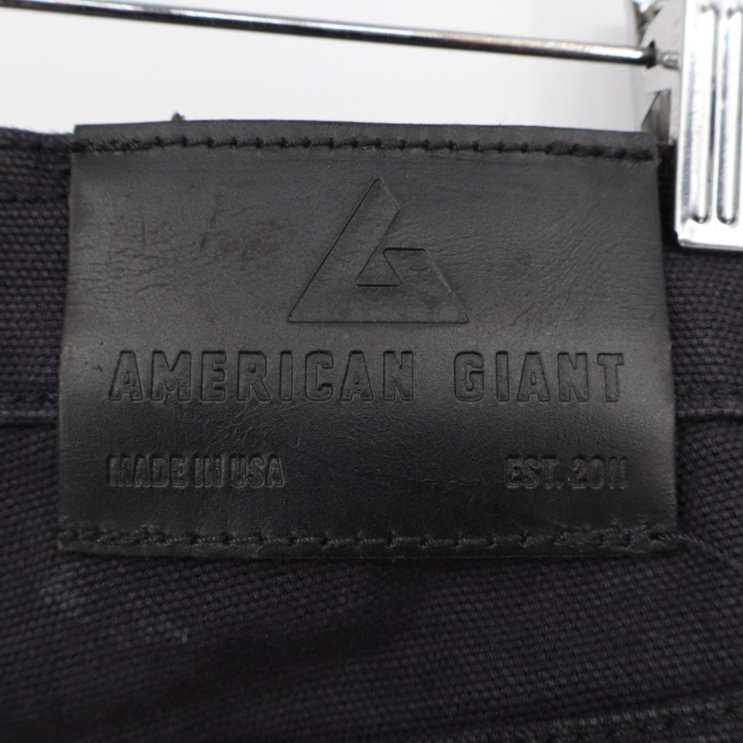 American Giant Roughneck Jeans Mens 36x34 Black Canvas Cotton Stretch Skinny Leg