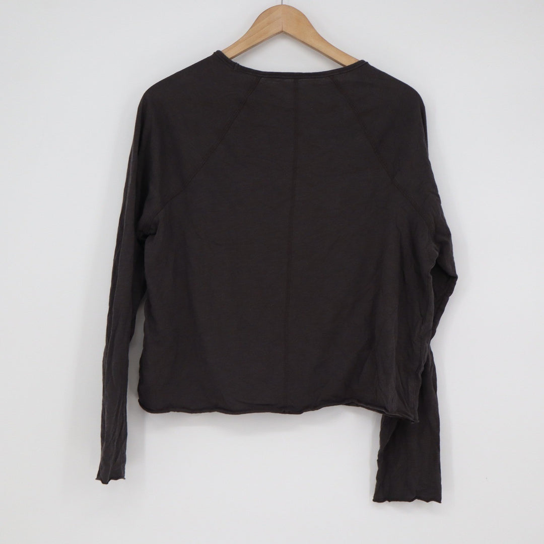Universal Thread Goods Co Brown Cotton Raw Hem Raglan Long Sleeve Top Medium
