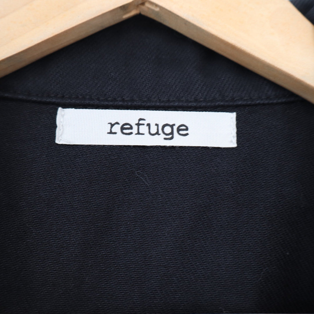 Refuge Mens Black Distressed Denim Trucker Jacket Size M Ripped Cotton