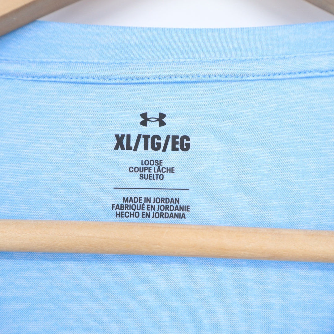 Under Armour Womens XL Light Blue Heathered Loose Fit Short Sleeve Athletic Tee