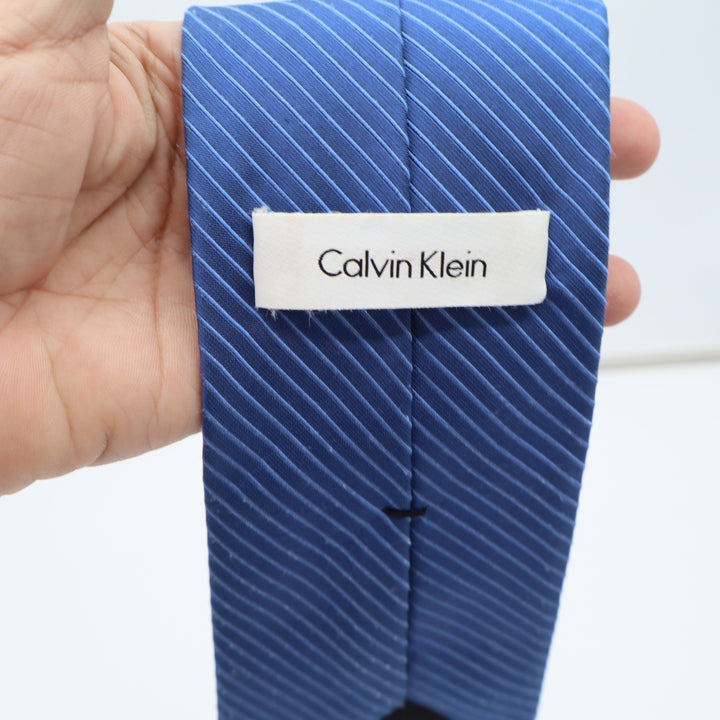 Calvin Klein Necktie Mens OS Classic Blue Striped Pinstripe Excellent
