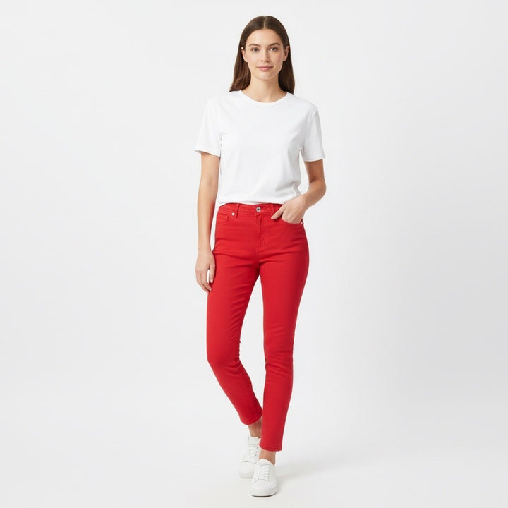 DL1961 Ankle Jeans Womens 27 Red Denim Cotton Stretch Mid Rise Streetwear Travel