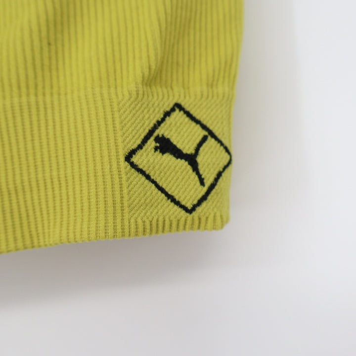 Puma Womens Ribbed Seamless Sports Bra Lime Green Cross Back Size L