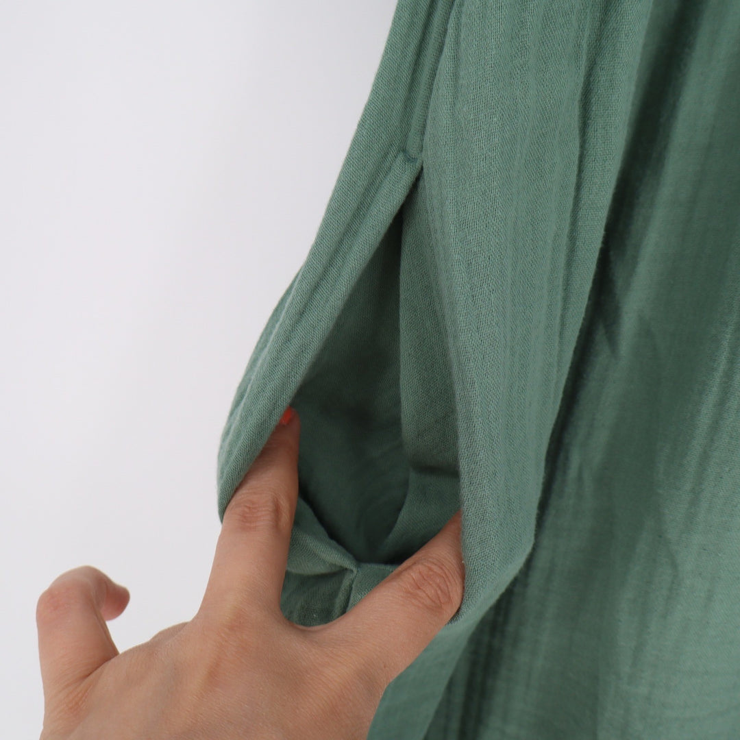 Old Navy Womens Sage Green Cotton Gauze Ruffle V-Neck Babydoll Dress Medium