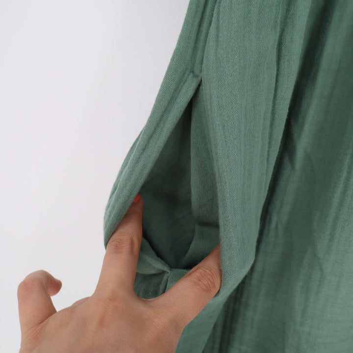 Old Navy Womens Sage Green Cotton Gauze Ruffle V-Neck Babydoll Dress Medium