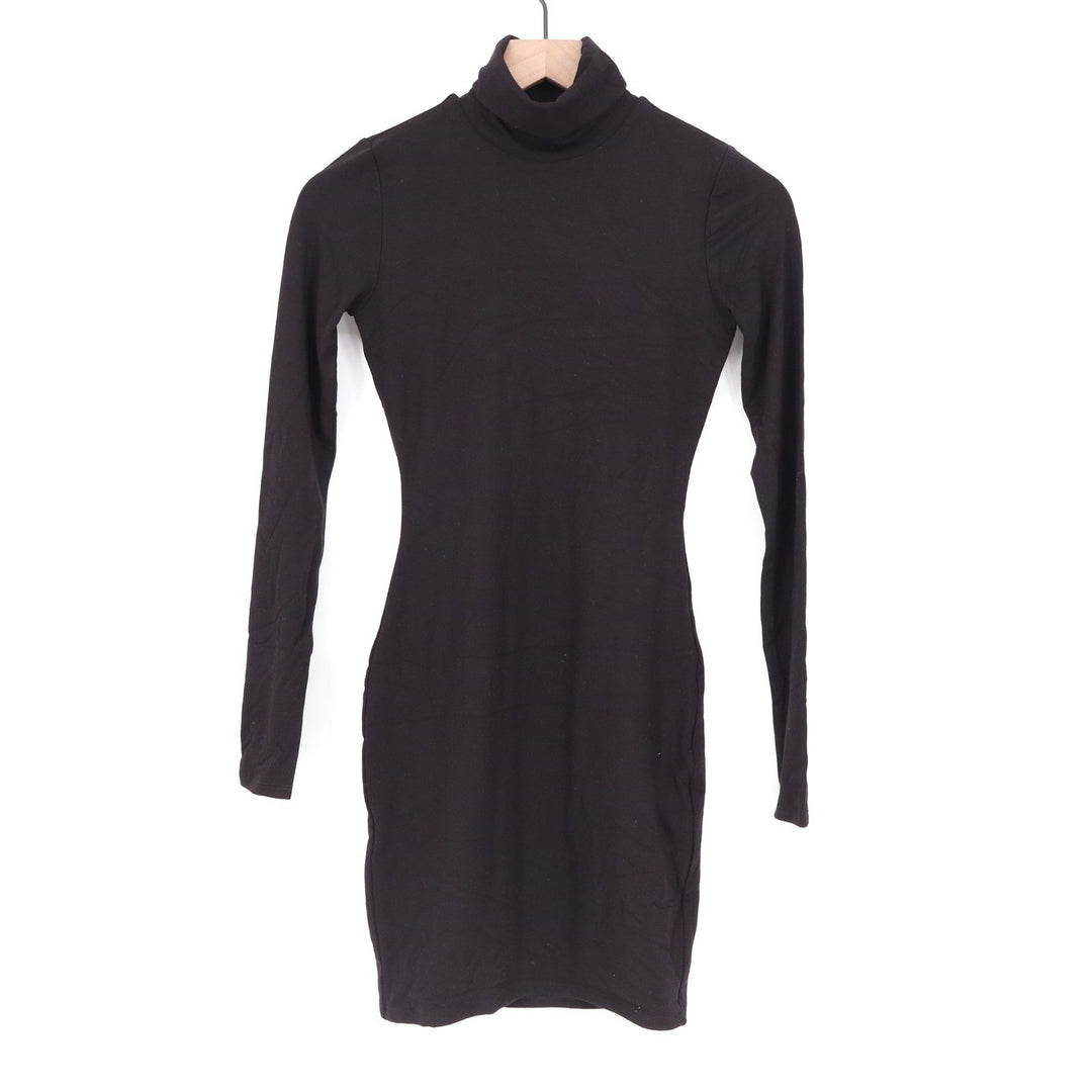 Naked Wardrobe Black Turtleneck Long Sleeve Mini Bodycon Dress S