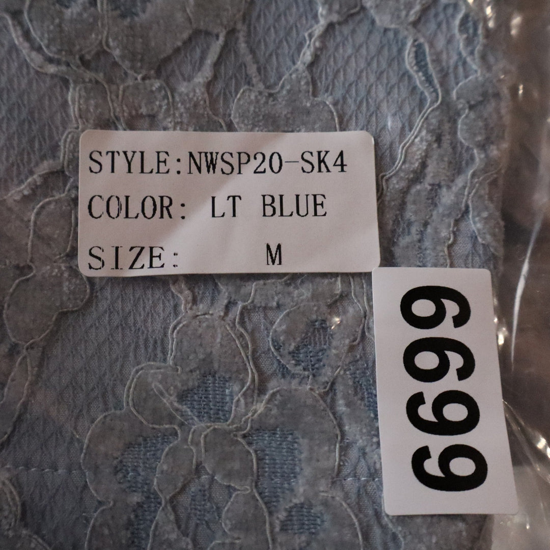 Naked Wardrobe Womens Light Blue Floral Lace Mini Skirt Size M