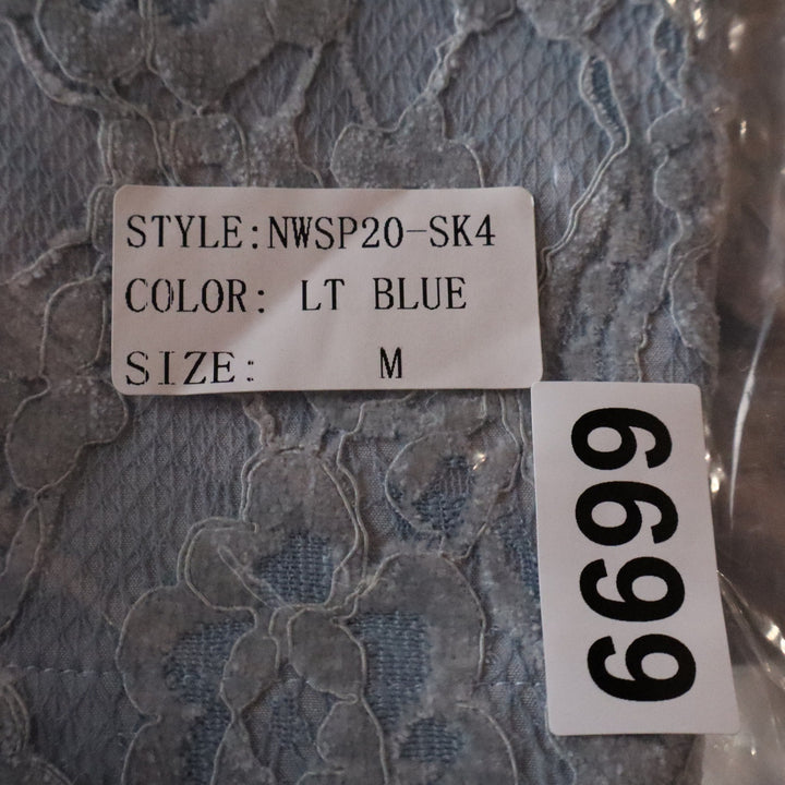 Naked Wardrobe Womens Light Blue Floral Lace Mini Skirt Size M