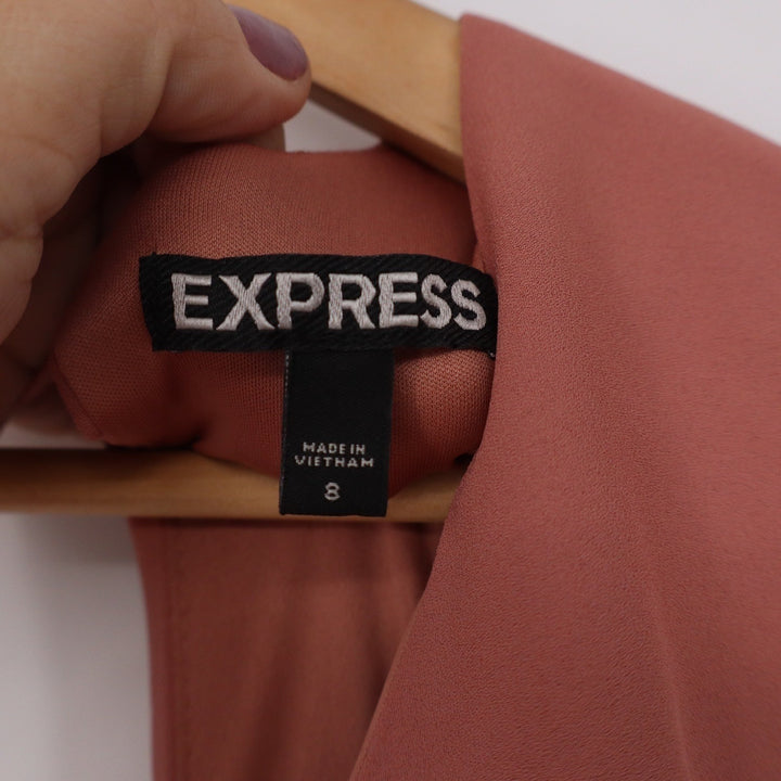 Express Dusty Rose Ruffle Tiered V-Neck Mini Dress Sleeveless Size 8