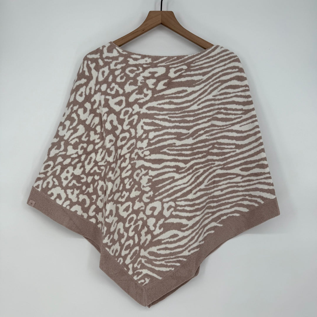 Barefoot Dreams CozyChic Ultra Lite Ocean Breeze Poncho Womens Rose Animal