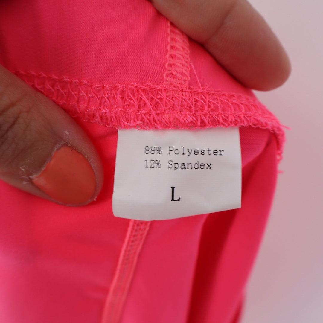 Womens Neon Pink Athletic Compression Shorts with Side Pocket Size Large