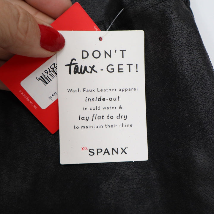 Spanx Faux Leather Leggings Black High Rise Shapewear Pants Size Medium
