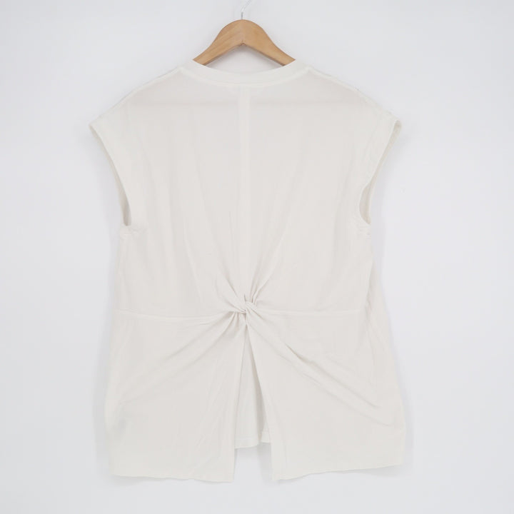 Athleta Renew V-Neck Twist Back Cap Sleeve Tee Cream Off-White Size M