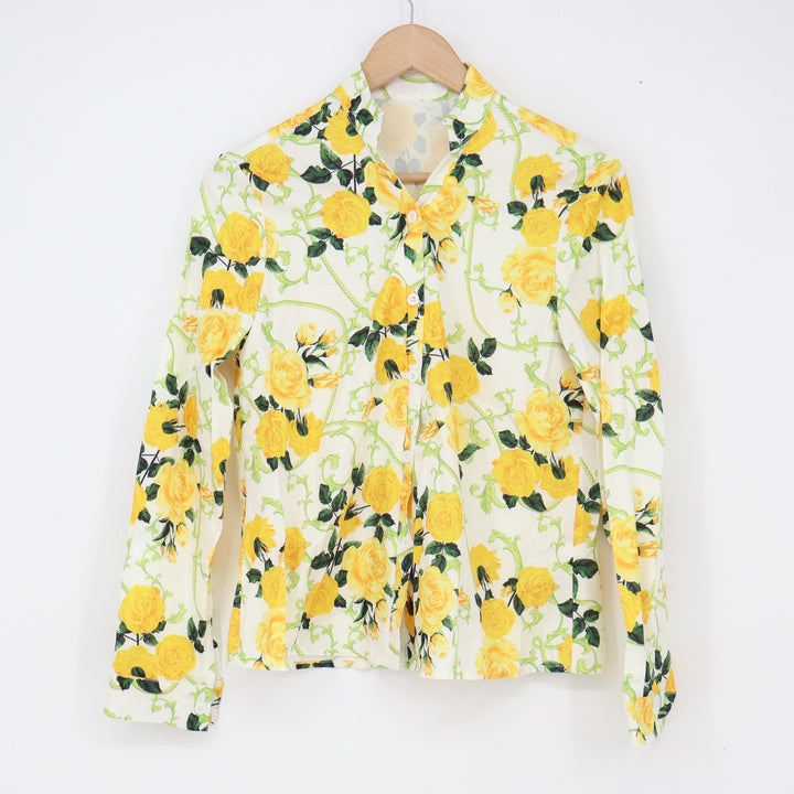 Unbranded Pant Set Womens S Floral Button-down Yellow Rose Print Excellent