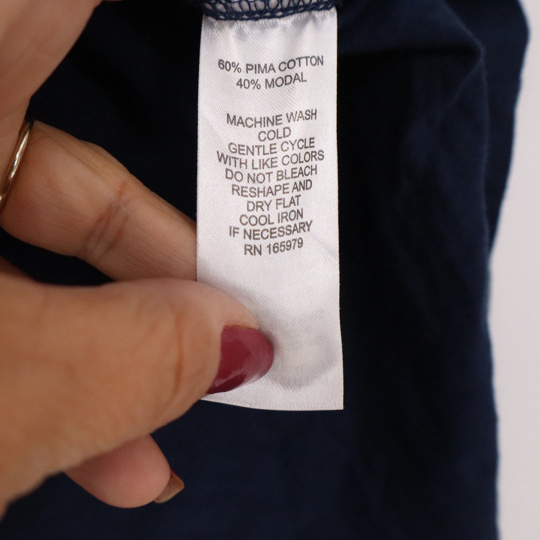 Cable & Gauge Navy Blue Pima Cotton Modal High Low Hem Short Sleeve Tee S
