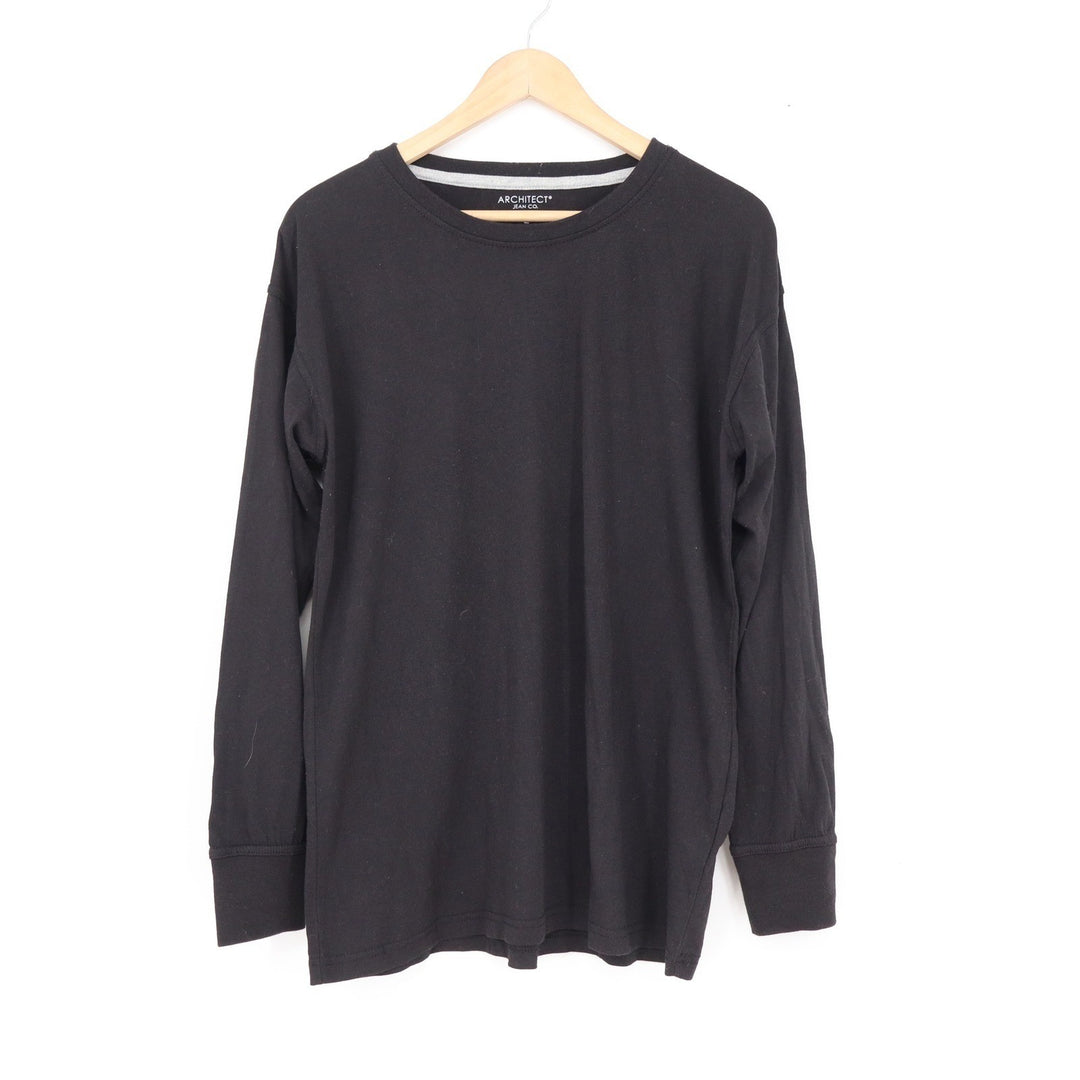 Architect Jean Co Mens Large Black Long Sleeve Crew Neck T-Shirt Cotton Blend