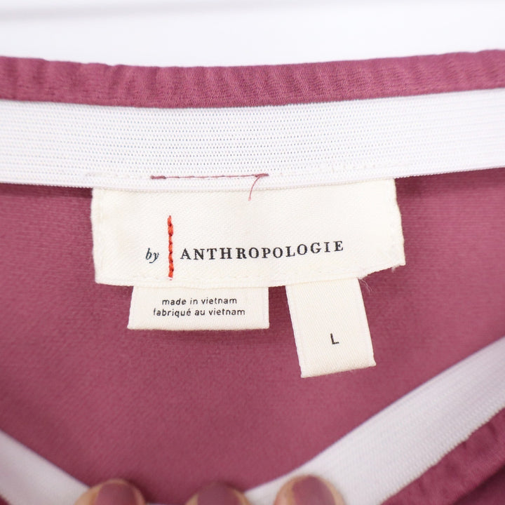 Anthropologie Burgundy Elastic Waist Midi Skirt Wine Red Size L