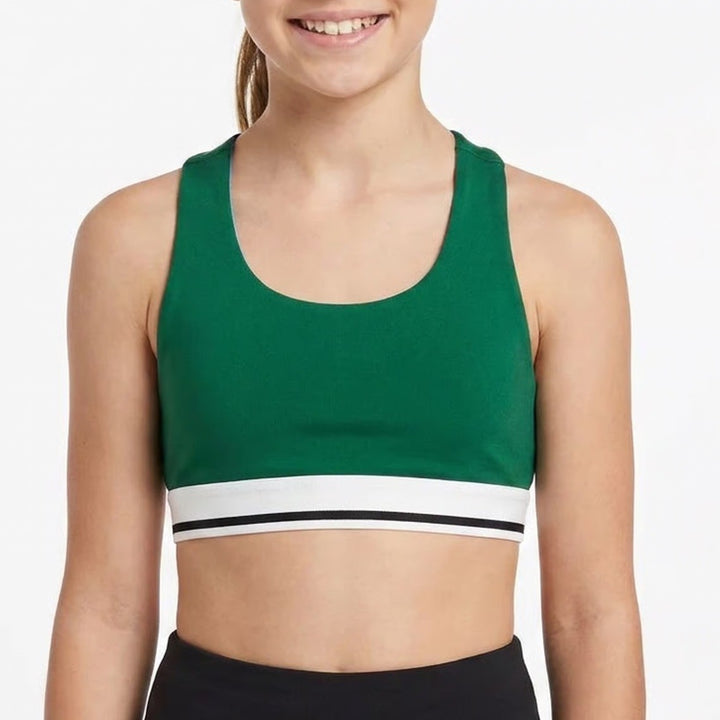 DSG Momentum Bra Girls XS Field Green Novelty Racerback Sports Bra
