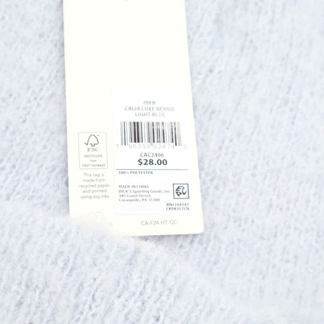 Calia Luxe Beanie Light Blue Soft Fuzzy Knit Cuffed Winter Hat