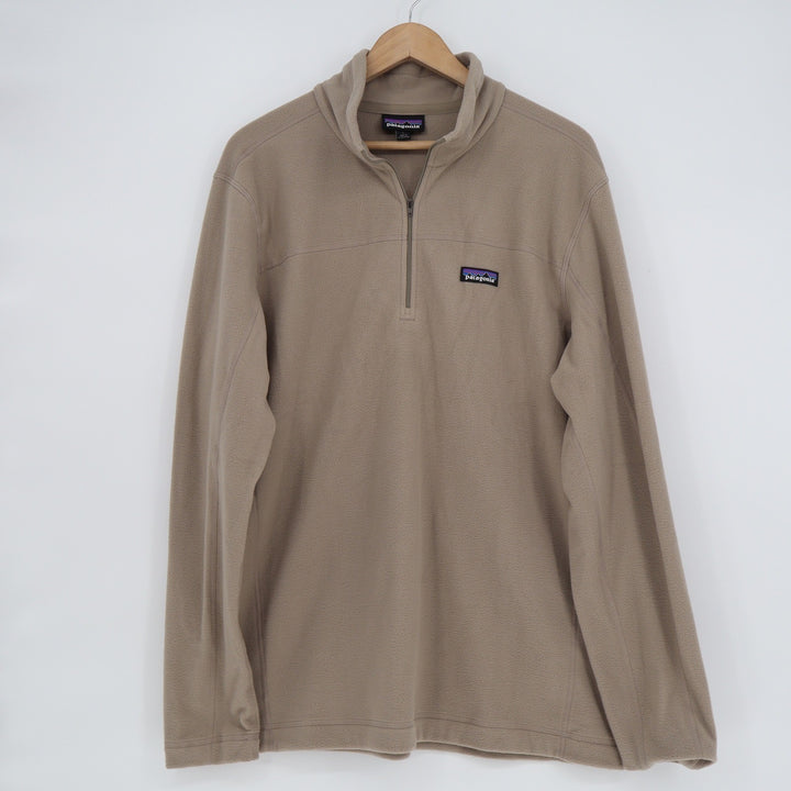Patagonia Micro D Quarter Zip Fleece Pullover Tan Khaki Mens Large