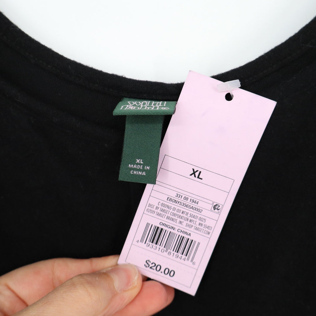 Wild Fable Tank Top Womens XL Black Pleated Stretch Scoop Neck Spaghetti Strap