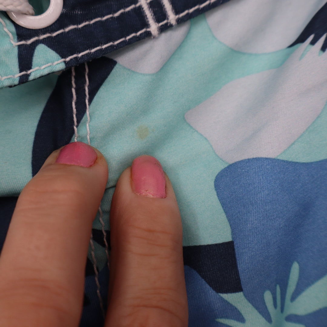Old Navy Swim Trunks Mens XXL Floral Tropical Blue Cargo Pocket Good