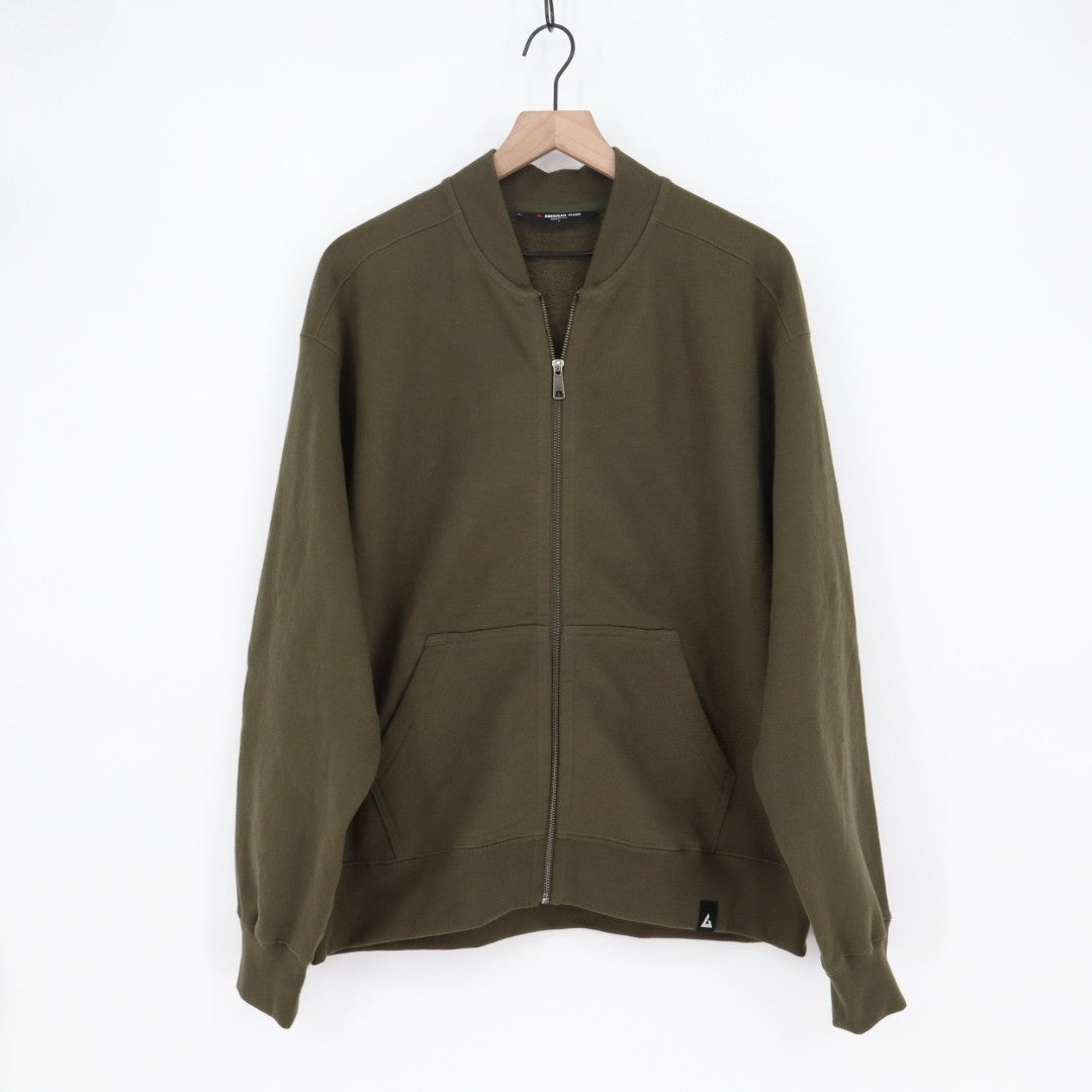 American Giant Bomber Jacket Mens Large Olive Green Full Zip Cotton Long Sleeve