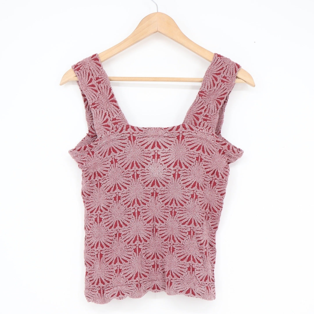 Crystal Sky Womens Burgundy Mauve Popcorn Knit Sunburst Tank Top L/XL