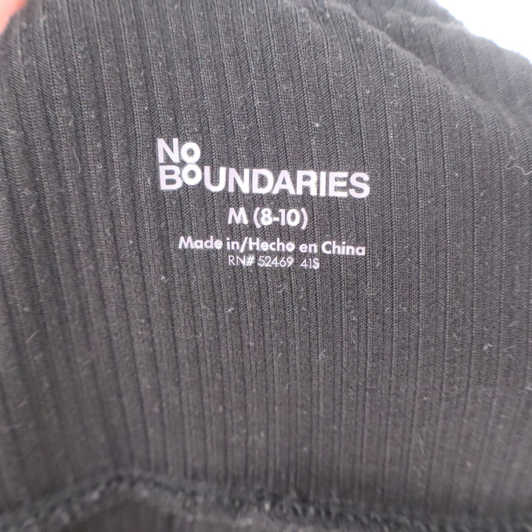 No Boundaries Black Ribbed Flare Pants Lettuce Edge Hem Size M 8-10 High Rise