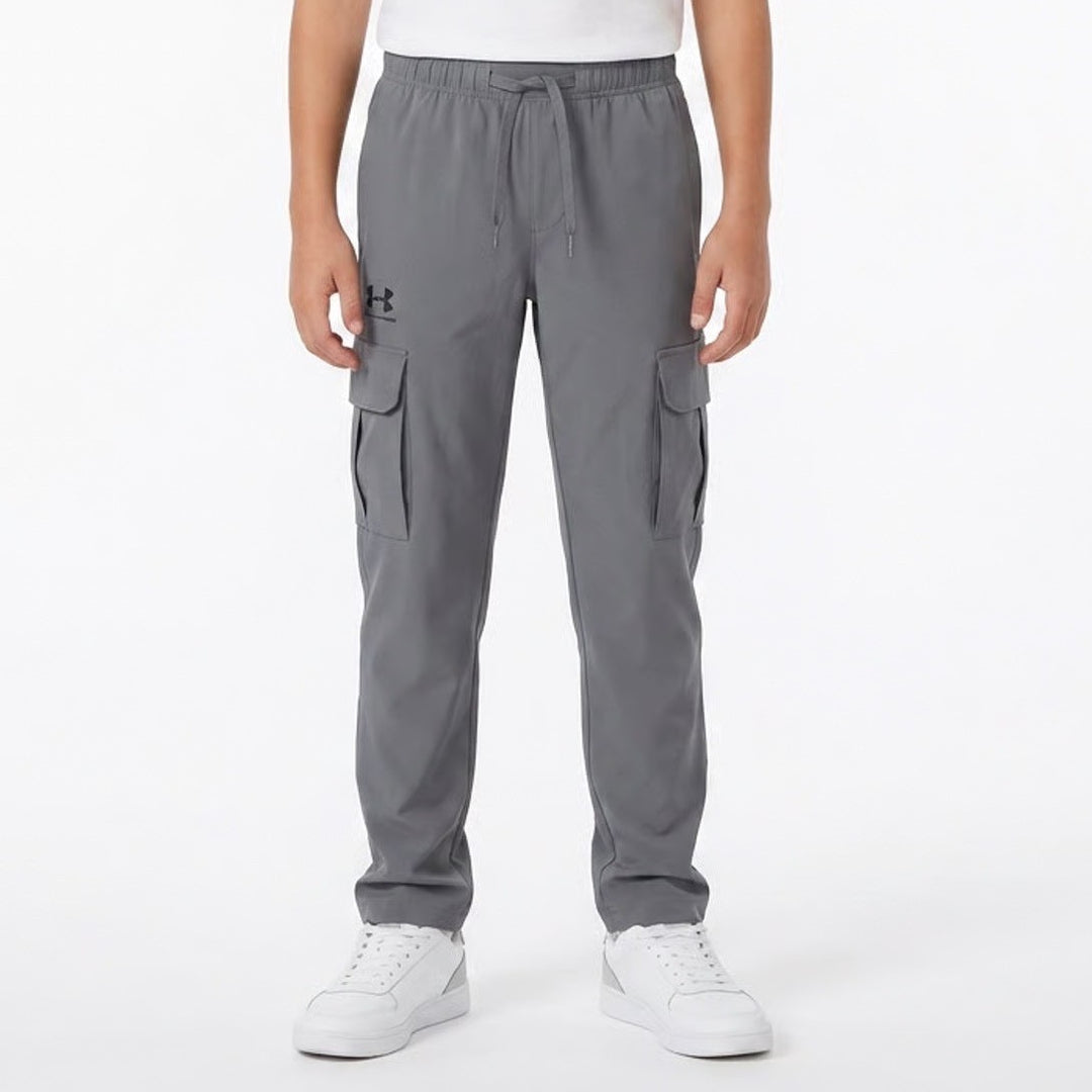 Under Armour Boys Gray Icon Woven Cargo Pants Size YM Medium NWT